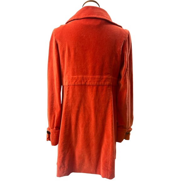 Anthropologie Tulle velour rust orange long coat button down fully lined - Picture 4 of 10